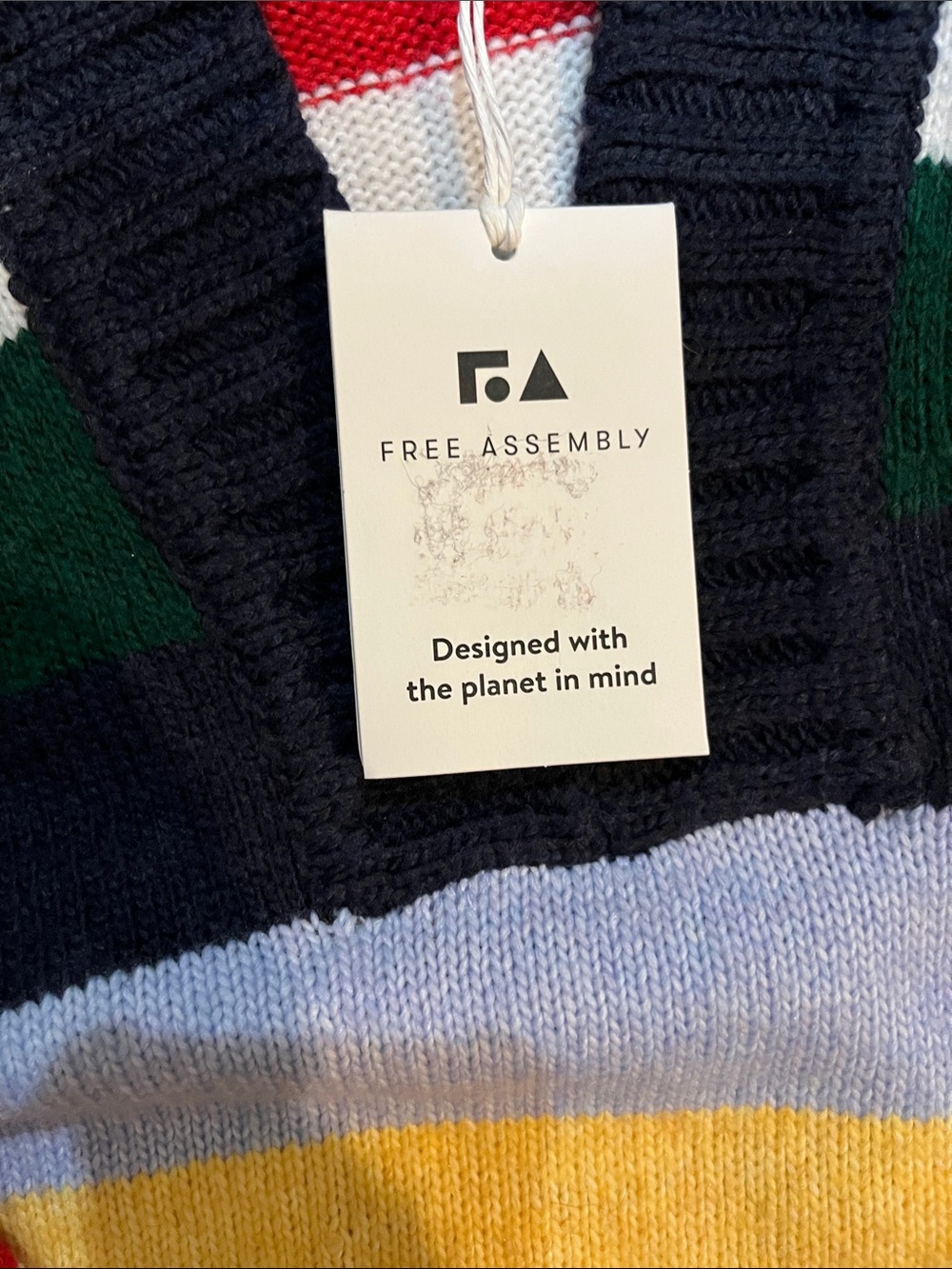 Medium (but oversized) Free Assembly Striped Notch Neck Collared Sweater - Picture 5 of 8